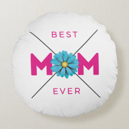 Almofada Redonda Design de Texto Bonito Melhor Mãe para Dia de as m