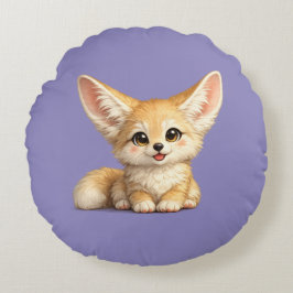 Almofada Redonda Design de Vibrações Positivas de Raposa Fennec Fel