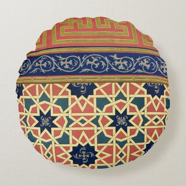 Almofada Redonda Design decorativo árabe (litho da cor) (Frente)