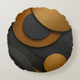 Almofada Redonda Design do abstrato geométrico e preto de luxo e Do