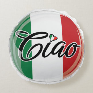 Almofada Redonda Design do Coração da Bandeira italiana do Ciao