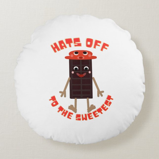 Almofada Redonda Design do dia do chocolate (Frente)
