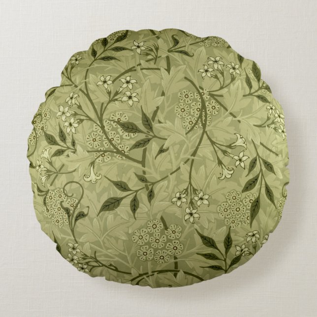 Almofada Redonda Design do papel de parede do "jasmim", 1872 (Frente)