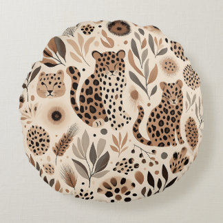Almofada Redonda Design Floral Chic Leopard para Trendy Home