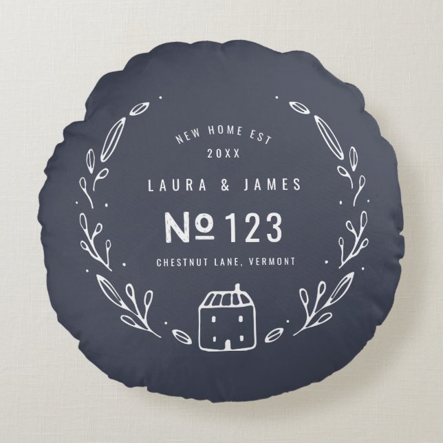 Almofada Redonda Design floral desenhado pela nova casa (Frente)