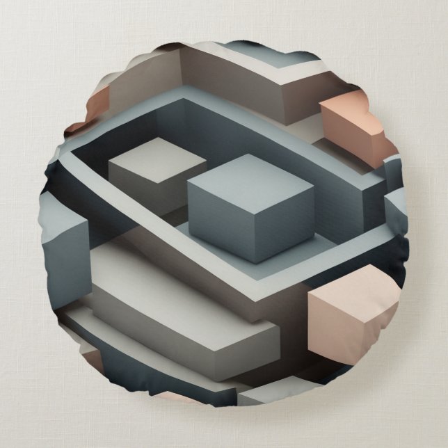Almofada Redonda Design geométrica 3D moderna (Frente)