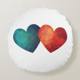 Almofada Redonda Design hitech moderno de par azul e vermelho