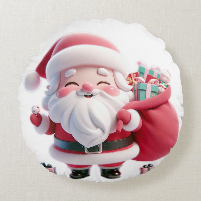 Almofada Redonda design papai noel de travesseiros de calus (Frente)