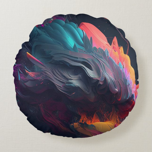 Almofada Redonda Design personalizado de imagem 3D (Frente)