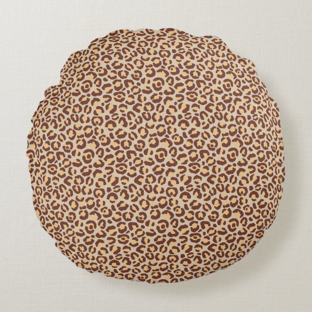 Almofada Redonda Design Série Clássica Leopardo 1 (Frente)