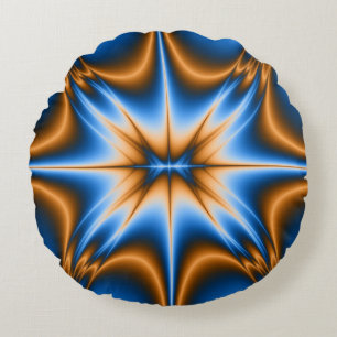Almofada Redonda Design Star azul e Dourada