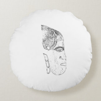Almofada Redonda design tête femme africaine