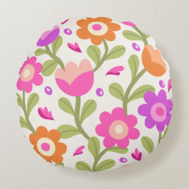 Almofada Redonda Designs Florais Elegantes - Lindo e Personalizável