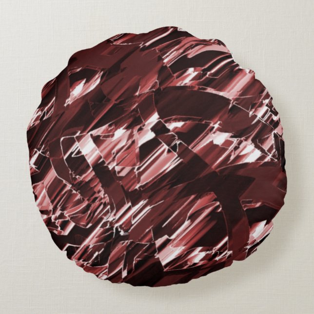 Almofada Redonda Desorganização de lâminas vermelhas rasgadas ou ma (Verso)