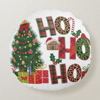 Almofada Redonda Desornos de Natal do Papai Noel - Expressão de Nat