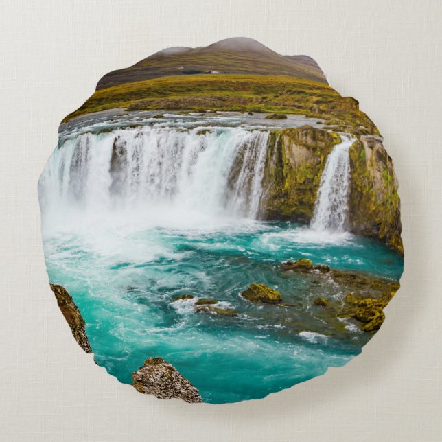 Almofada Redonda Deusa-cascata, Islândia (Verso)