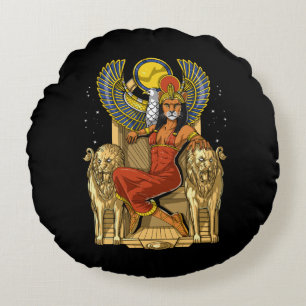 Almofada Redonda Deusa da Lionesa Egípcia de Sekhmet
