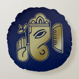 Almofada Redonda Deusa Dourada Ganesha - Travesseiro redondo
