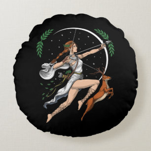 Almofada Redonda Deusa Grega Artemis