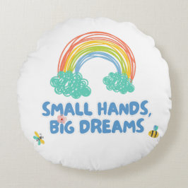 Almofada Redonda Dia das crianças felizes Mãos Pequenas, Grandes So