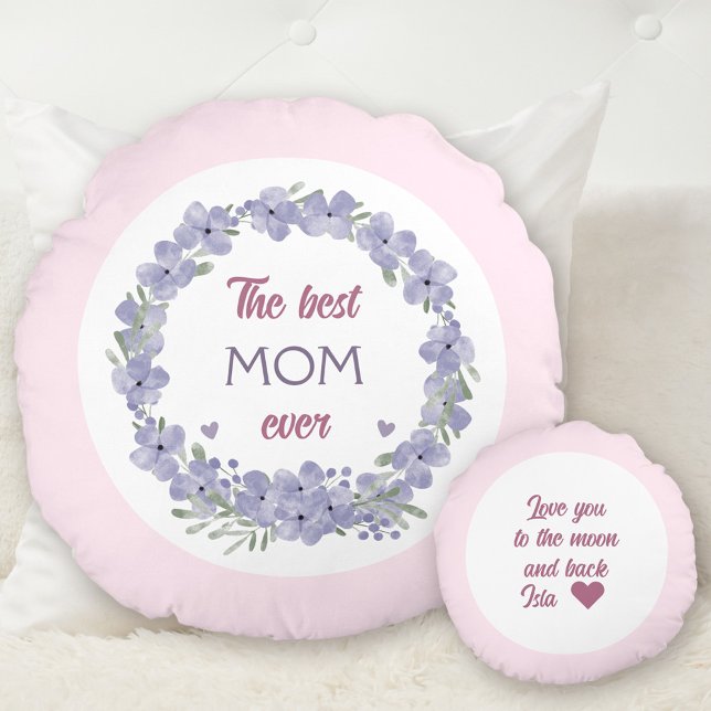Almofada Redonda Dia de as mães Personalizado Travesseiro redondo d (Mother's Day Personalized Custom Text Round Pillow)