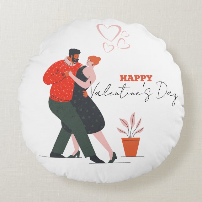 Almofada Redonda Dia de os namorados Dance Figure (Frente)