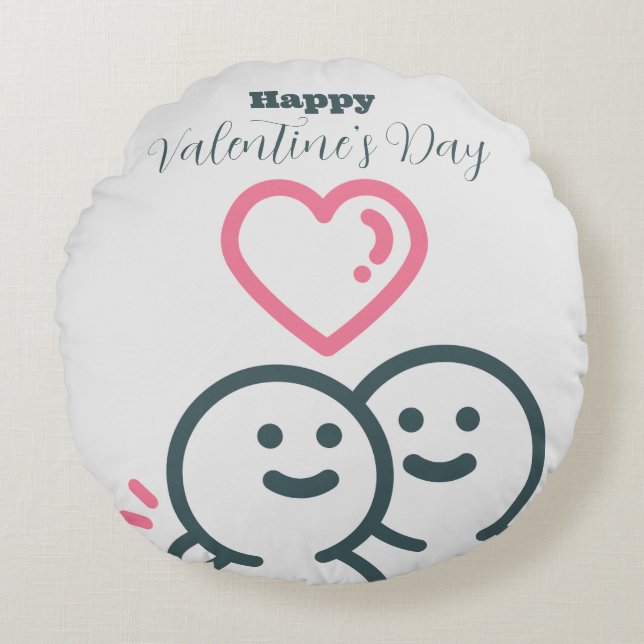 Almofada Redonda Dia de os namorados de ponta de rocha (Frente)