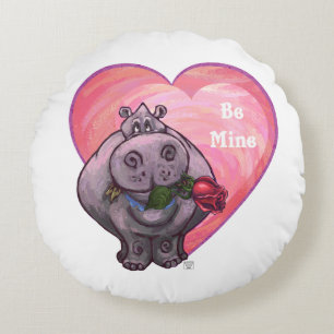 Almofada Redonda Dia de os namorados Hippopotamus
