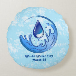Almofada Redonda Dia Mundial da Água Salve a Terra