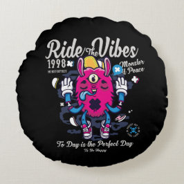 Almofada Redonda Dia perfeito para ser feliz | Monstro engraçado em