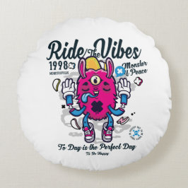 Almofada Redonda Dia perfeito para ser feliz | Monstro engraçado em
