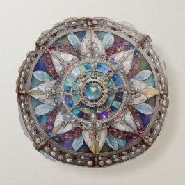 Almofada Redonda Diamantes rosa e azuis de apphires