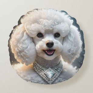 Almofada Redonda Diamond Diva: O Poodle Glamoroso em Sparkle