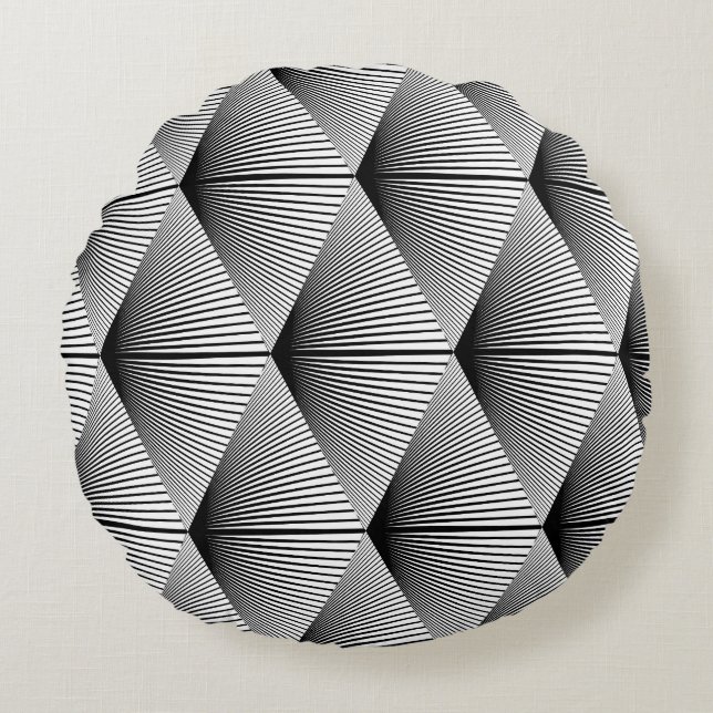 Almofada Redonda Diamond Geométrico: Design monocromático (Frente)