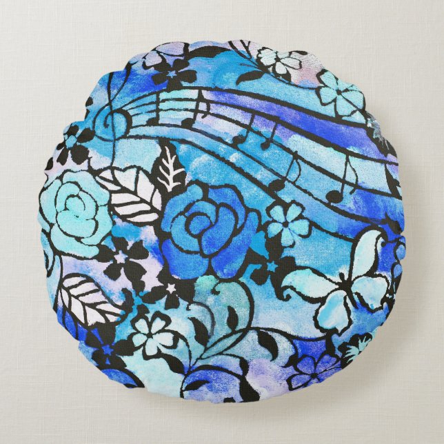 Almofada Redonda Dias Felizes Estão Aqui Novamente (Frente)