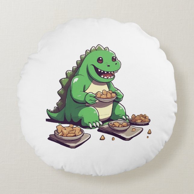 Almofada Redonda Dieta dos dinossauros amanhã (Frente)