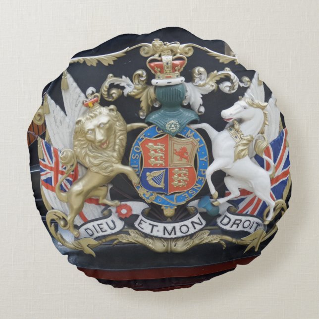 Almofada Redonda Dieu Et.Mon Droit Round Travesseiro (Verso)