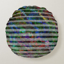 Almofada Redonda Diferentes faixas e quadrados arranhados de linhas