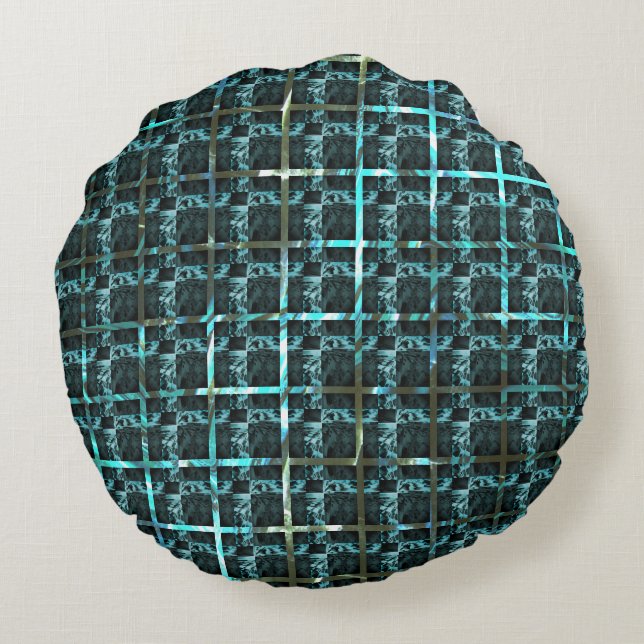 Almofada Redonda Diferentes xadrez, quadrados ou imagem sob grade? (Verso)