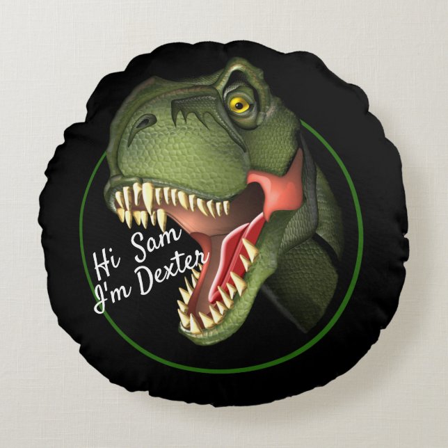 Almofada Redonda Dinossauro T-Rex Cute Personalizado (Frente)