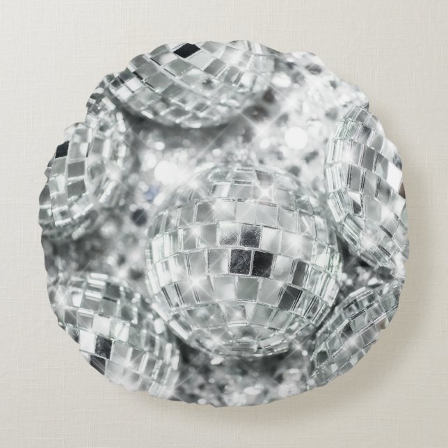 Almofada Redonda Disco Balls Glam #1 #retro #wall #art (Frente)