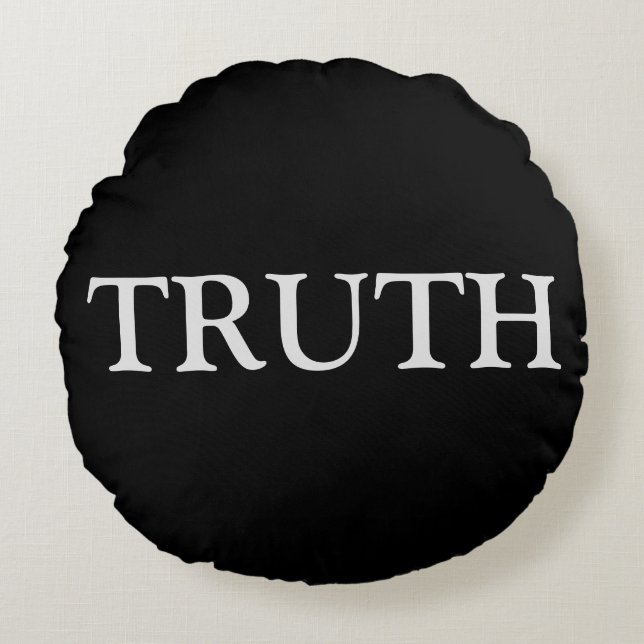 Almofada Redonda Diversão da verdade e ousadia em branco e preto (Frente)