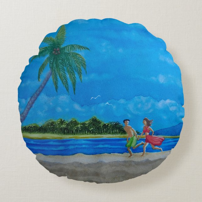 Almofada Redonda Diversão no Sol (Frente)