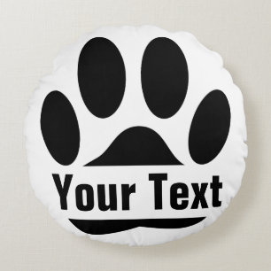 Almofada Redonda Dividir Pawprint Do Cachorro Com Texto Personaliza
