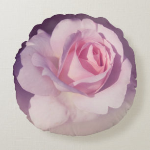 Almofada Redonda Do rosa cor-de-rosa da flor do vintage design roxo