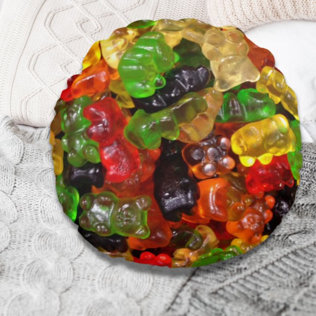 Almofada Redonda doce bonito kawaii doce doce doce doce doce doce d (cute kawaii sweets colorful candy bear gummy round pillow)