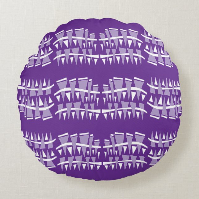 Almofada Redonda Dodle de Linhas de Triângulo44c (Frente)
