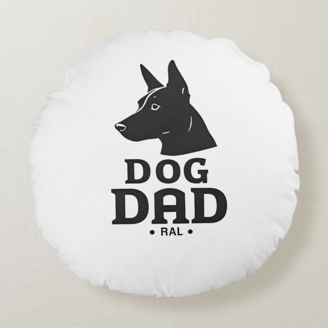 Almofada Redonda Dog Dad Gifts for Him – Funny & Custom Gea (Frente)