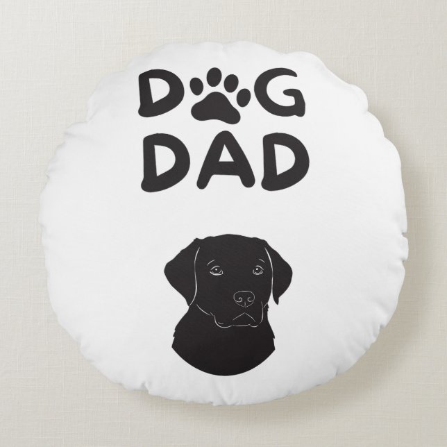 Almofada Redonda  Dog Dad T-shirt | Funny Pet Lovers Tee  (Frente)