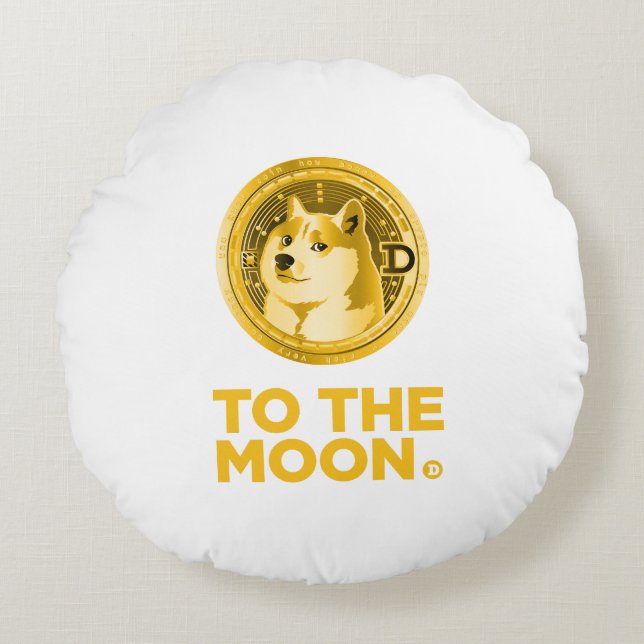 Almofada Redonda Dogecoin te the moon (Frente)